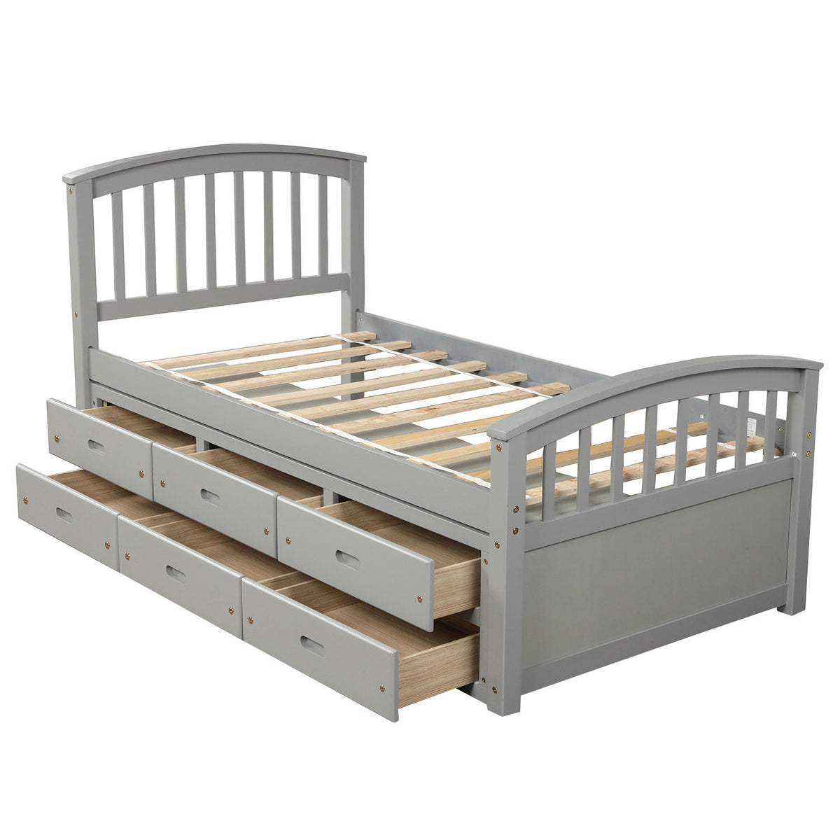 Platform storage bed solid wood gray with six under-bed drawers, HouseOfZazla on Tampa Home & Garden Store