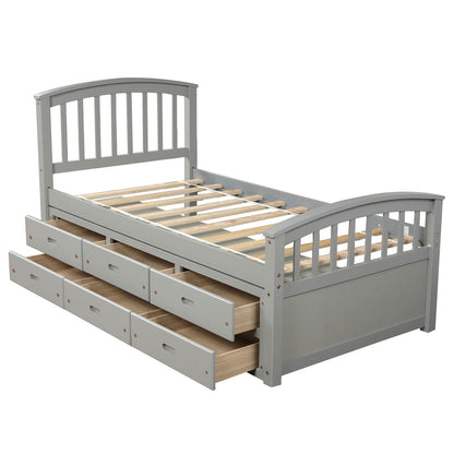 Platform storage bed solid wood gray with six under-bed drawers, HouseOfZazla on Tampa Home & Garden Store