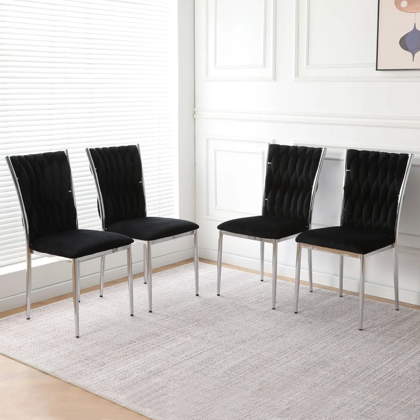 Modern dining chair set for dining room in black tufted upholstery by Unique Piece Furniture on Tampa Home & Garden Store