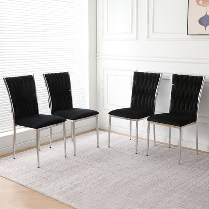 Modern dining chair set of 5 with ergonomic back, black fabric seats and chrome legs on Tampa Home & Garden Store