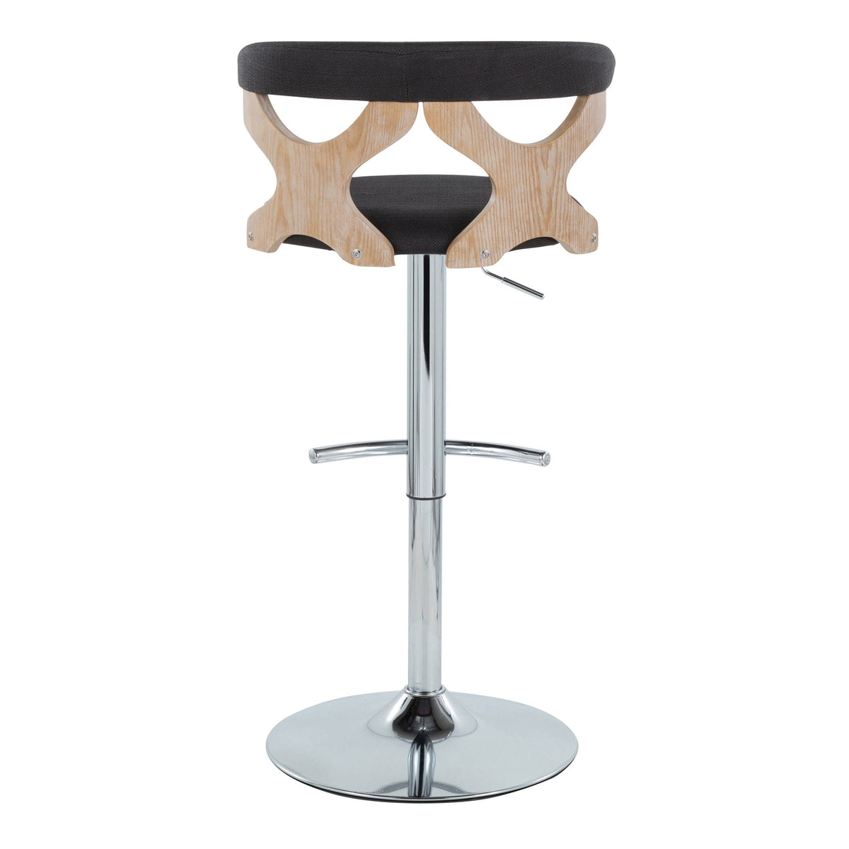 Contemporary adjustable barstool set with swivel and rounded T footrest black seat HouseOfZazla on Tampa Home & Garden Store