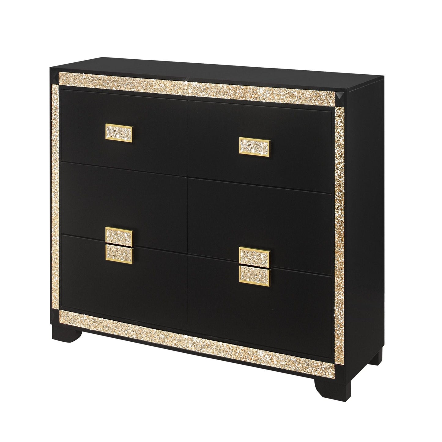 Black Glitter Dresser With Thick Bars And Drawers