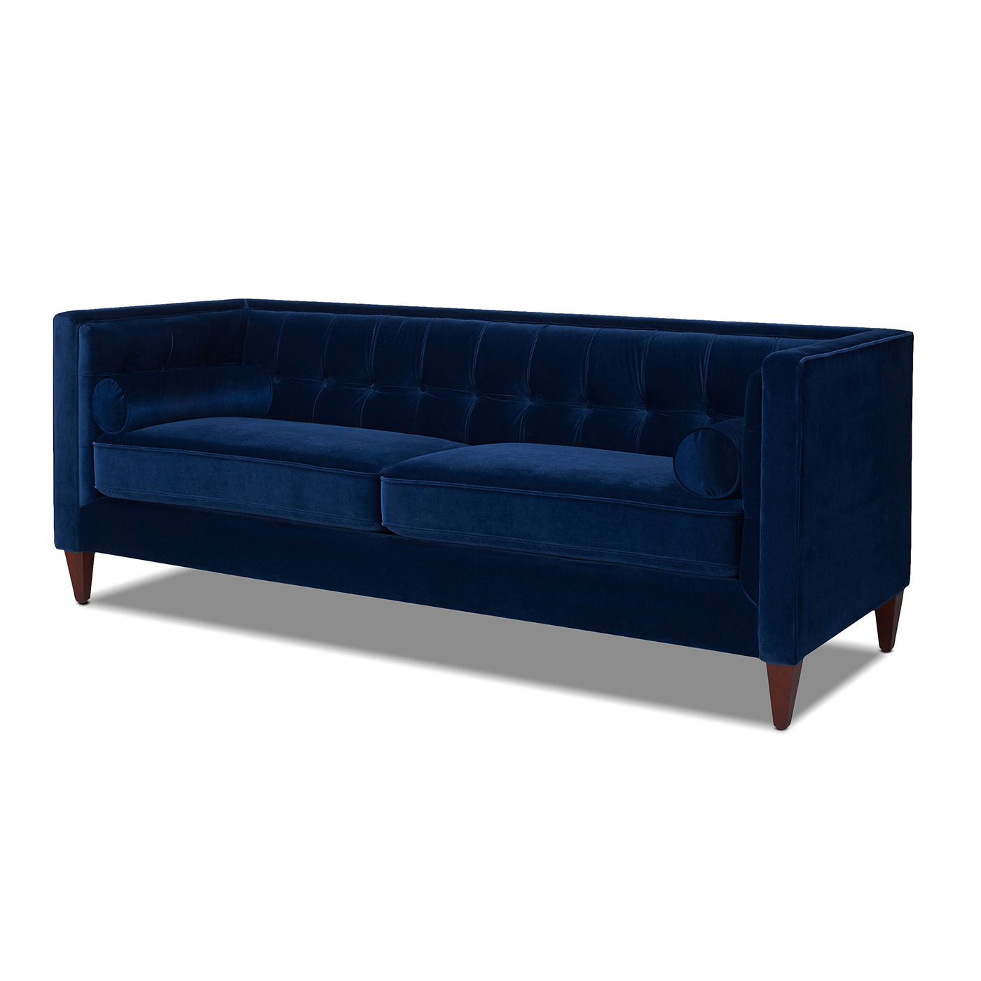 Modern Tuxedo Tufted Sofa with Navy Fabric