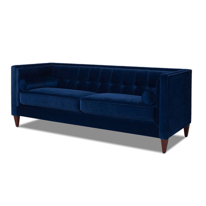 Modern Tuxedo Tufted Sofa with Navy Fabric