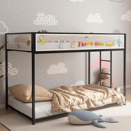 Adam bunk guard rail on black metal bunk bed frame with white mesh panel by HouseOfZazla on Tampa Home & Garden Store