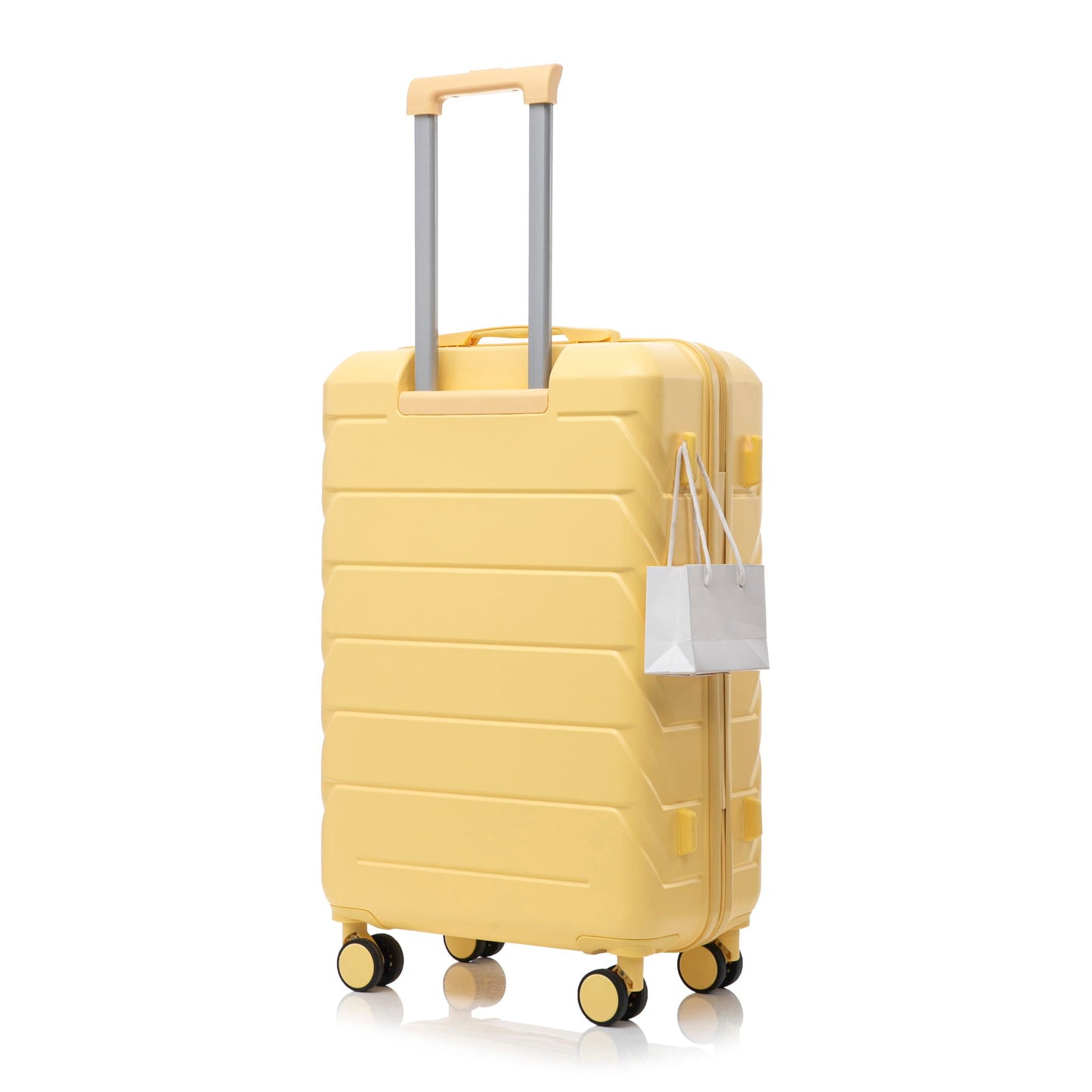 Luggage HouseOfZazla yellow hard shell spinner with extendable handle and four wheels on Tampa Home & Garden Store