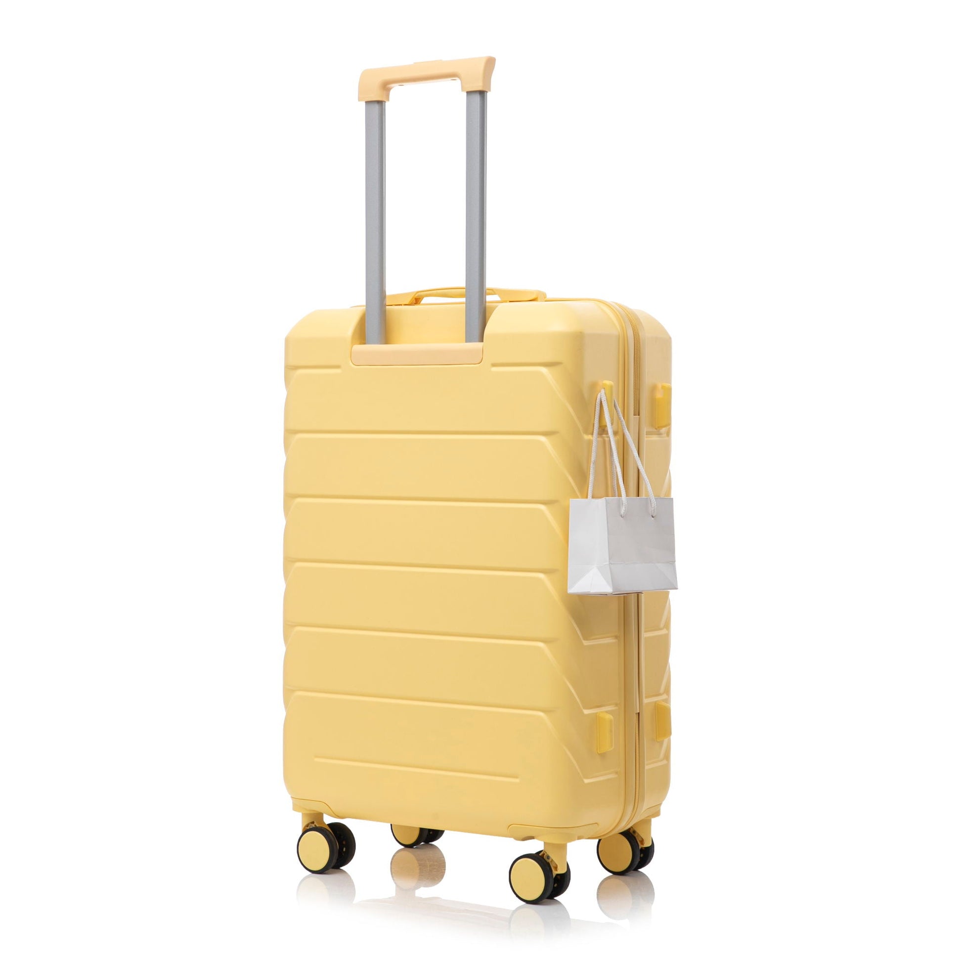 Luggage HouseOfZazla yellow hard shell spinner with extendable handle and four wheels on Tampa Home & Garden Store