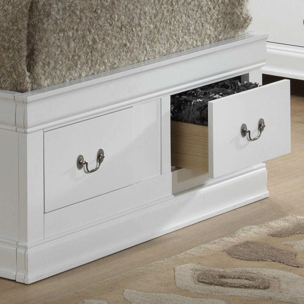 White bookcase storage bed with drawers and a black fabric bag HouseOfZazla on Tampa Home & Garden Store