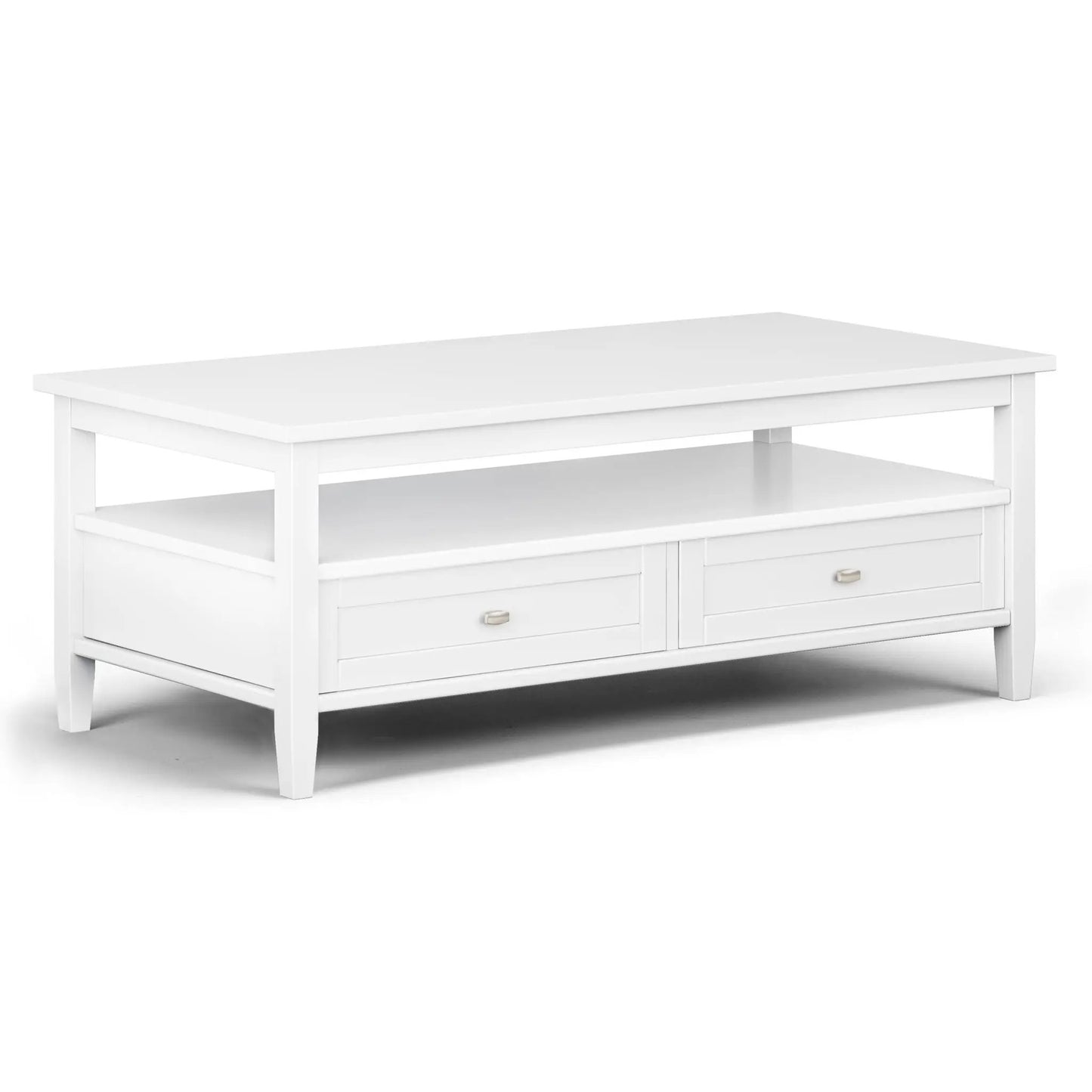 Warm Shaker handcrafted coffee table in white with 2 drawers and lower shelf on Tampa Home & Garden Store