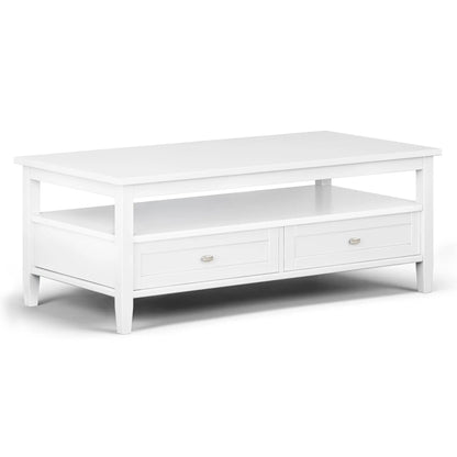 Warm Shaker handcrafted coffee table in white with 2 drawers and lower shelf on Tampa Home & Garden Store