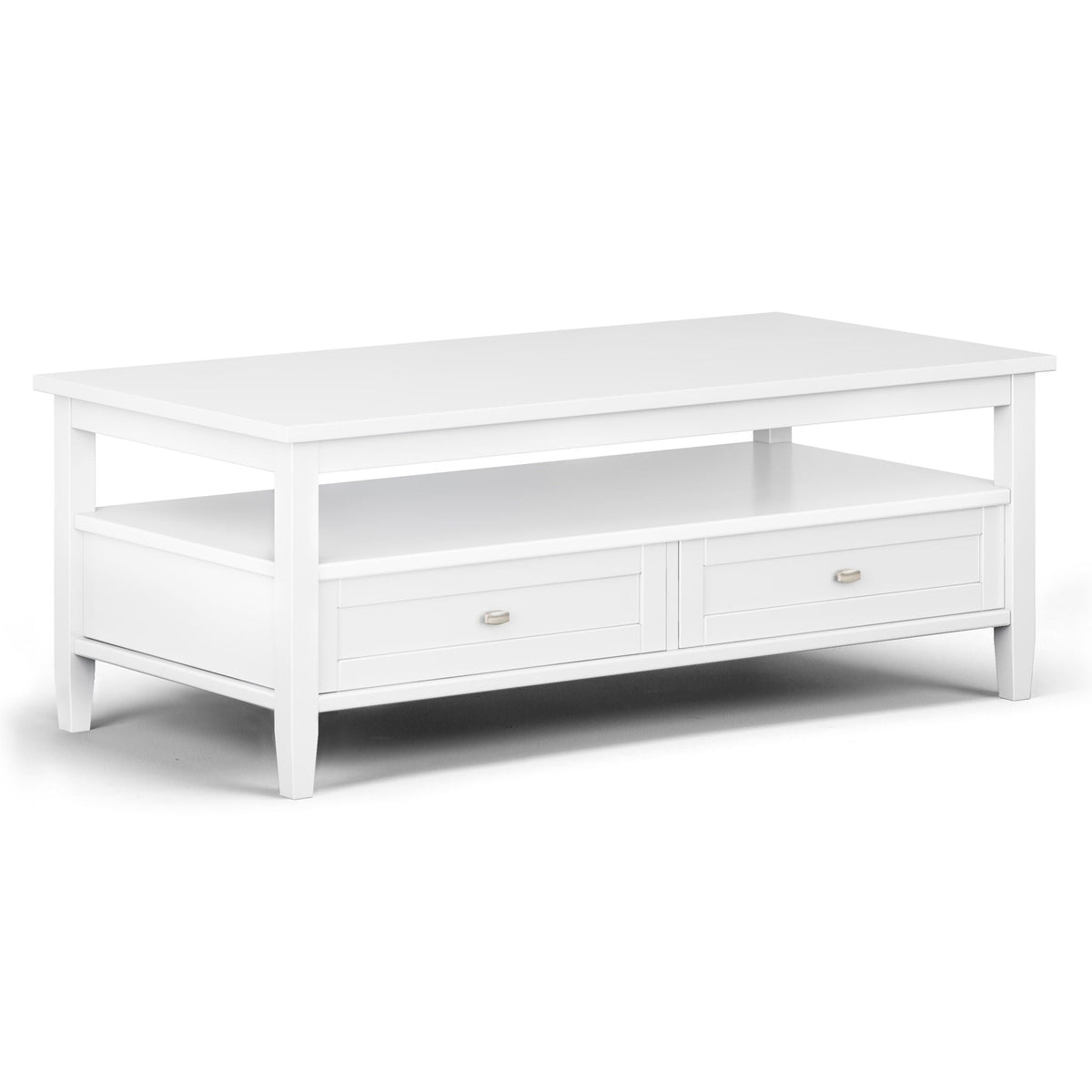White shaker-style coffee table with two drawers and a lower shelf HouseOfZazla on Tampa Home & Garden Store