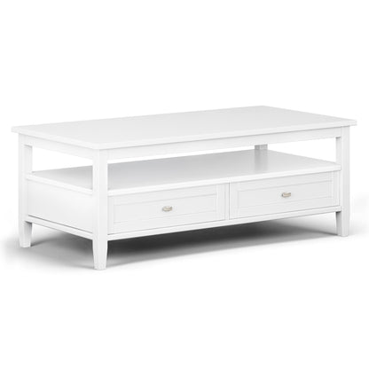 White shaker-style coffee table with two drawers and a lower shelf HouseOfZazla on Tampa Home & Garden Store
