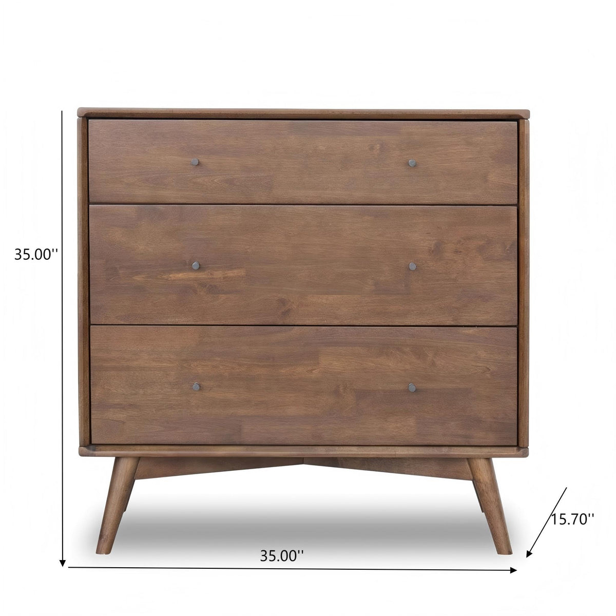 Solid Wood 3-Drawer Dresser brown by HouseOfZazla with tapered legs on Tampa Home & Garden Store