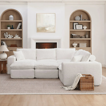 White sectional sofa with moveable ottoman, 3-piece living room set on Tampa Home & Garden Store
