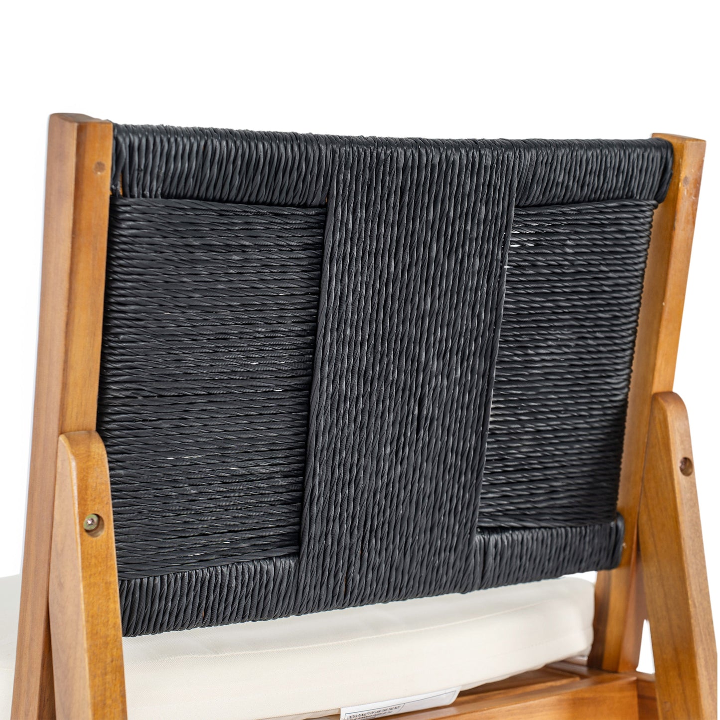 Arly 4-Piece Black Outdoor Bar Stool set acacia wood and black woven wicker HouseOfZazla on Tampa Home & Garden Store