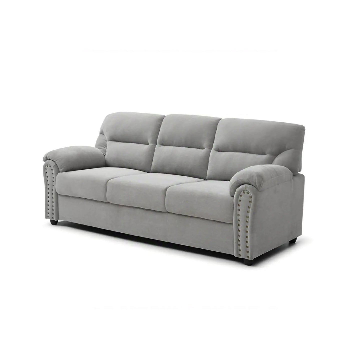 Hamilton sofa from Unique Piece Furniture in gray upholstery with nailhead trim and rolled arms on Tampa Home & Garden Store