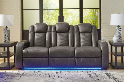 Fyne-dyme power reclining sofa with adj headrest in gray leather by Unique Piece Furniture on Tampa Home & Garden Store