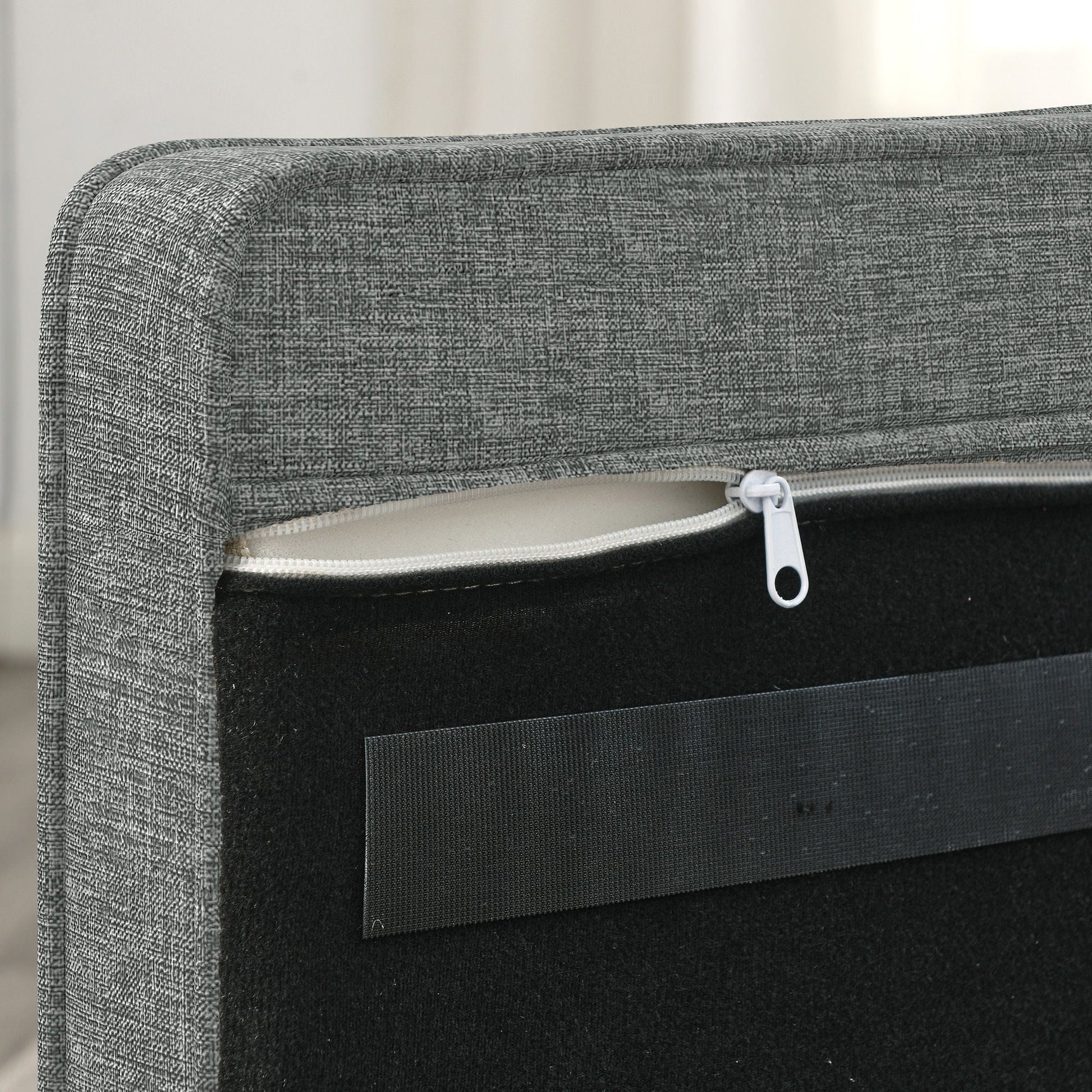 Modern Elegant Rectangle Pet Bed in grey textured fabric with a zipper, elevated dog sofa on Tampa Home & Garden Store