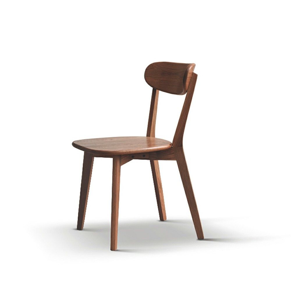 Solid wood dining chair with curved backrest in warm brown finish on Tampa Home & Garden Store