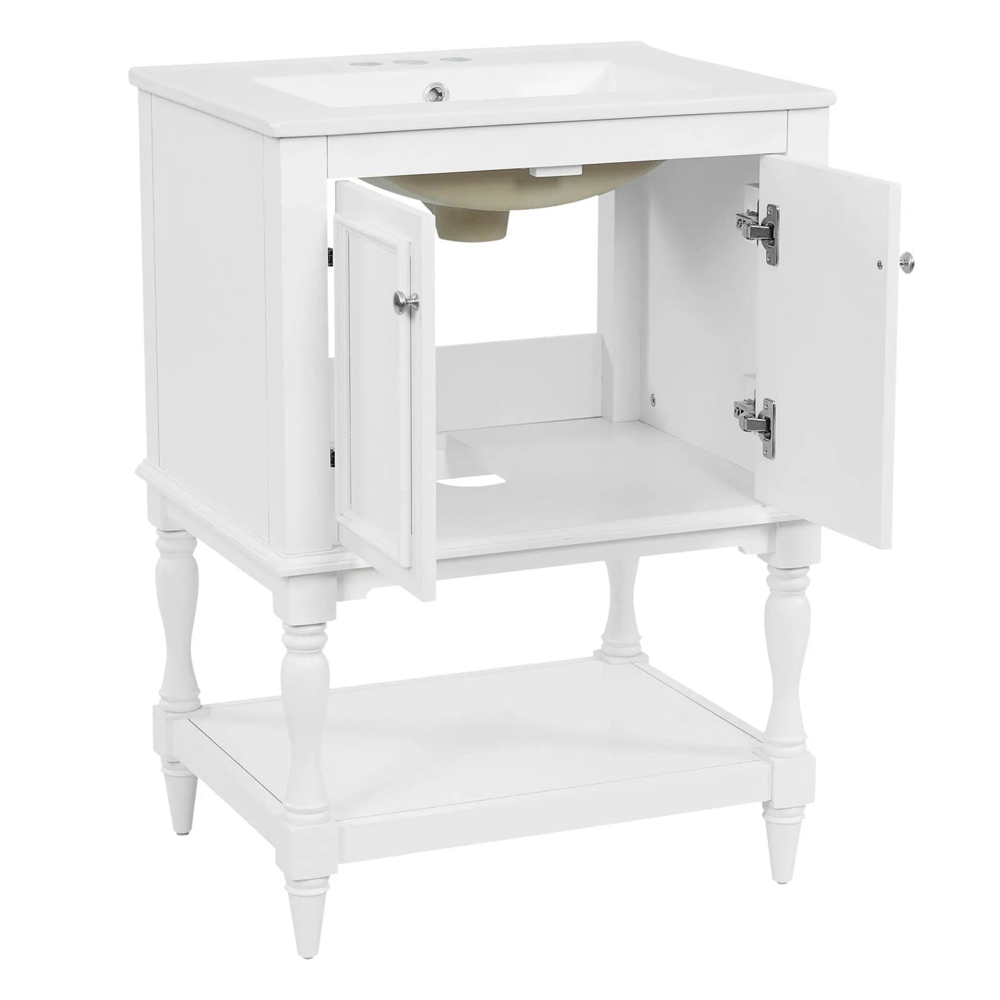 Modern Bathroom Vanity With Sink Open Shelf