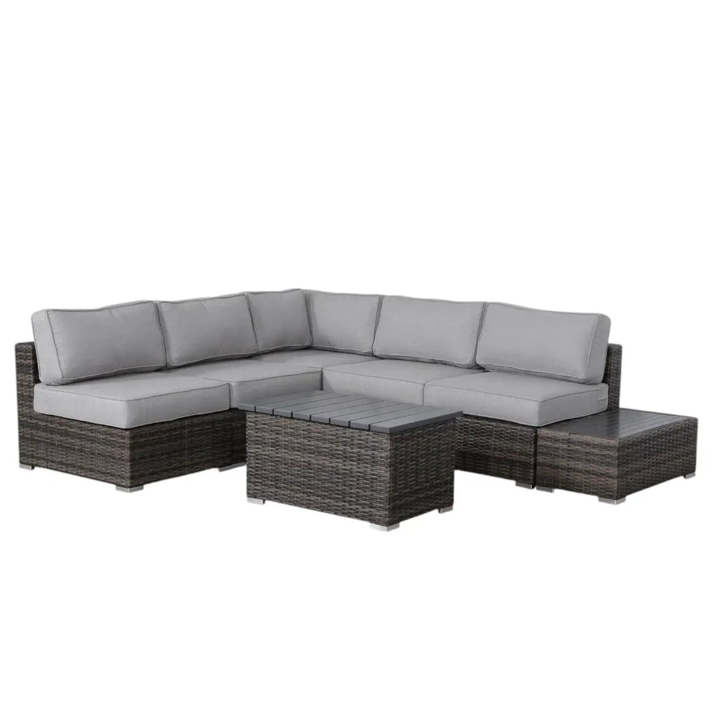 3 Piece Outdoor Set with gray cushions and dark wicker by Unique Piece Furniture on Tampa Home & Garden Store