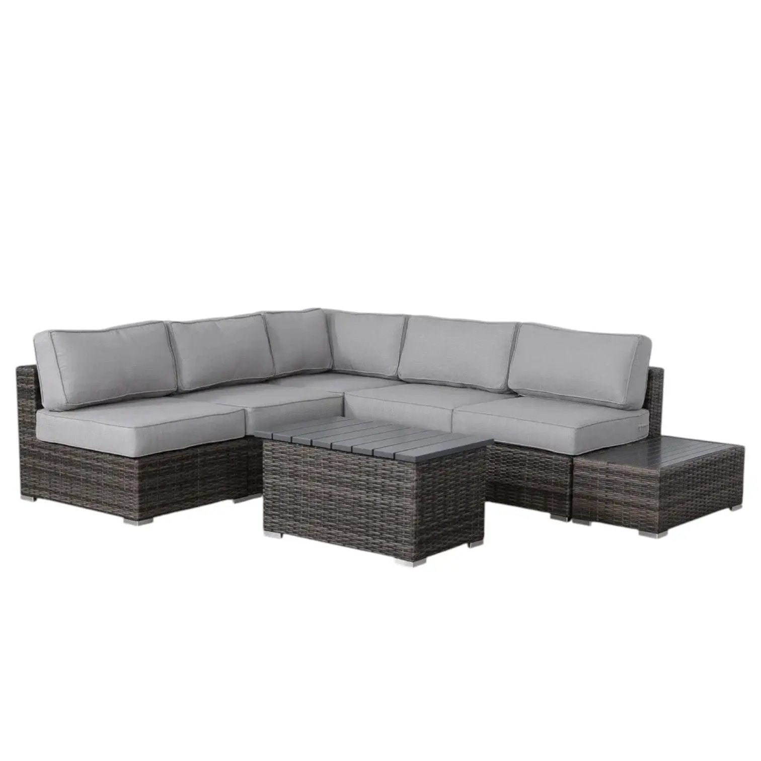 3 Piece Outdoor Set with gray cushions and dark wicker by Unique Piece Furniture on Tampa Home & Garden Store