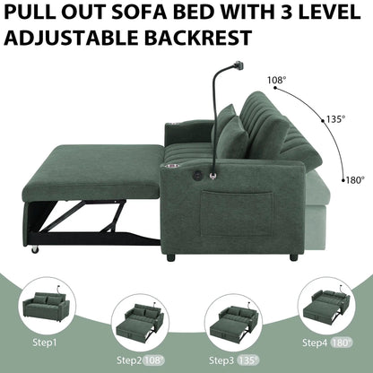 Convertible sofa bed loveseat with USB ports and cupholders by Unique Piece Furniture on Tampa Home & Garden Store