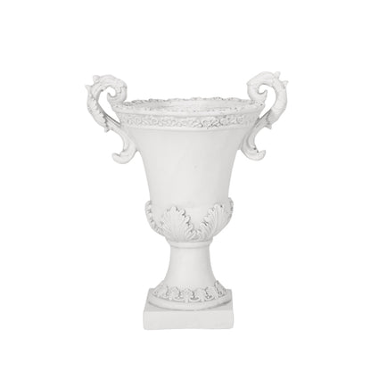 Roman Style MGO Garden Urn Planter white with ornate scroll handles by HouseOfZazla on Tampa Home & Garden Store