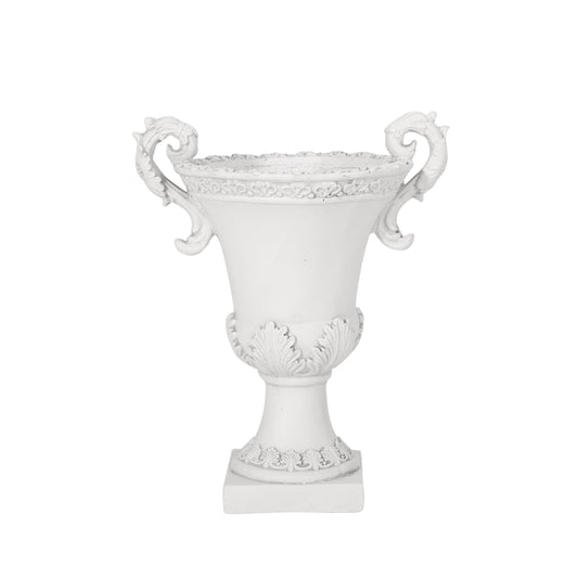 Roman Style MGO Garden Urn Planter white with ornate scroll handles by HouseOfZazla on Tampa Home & Garden Store