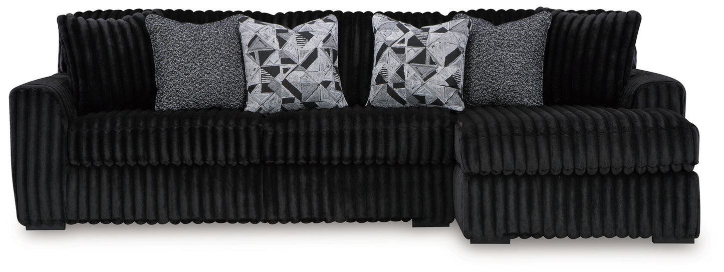 Midnight-Madness Sectional Set in black ribbed velvet with chaise, 4-piece set on Tampa Home & Garden Store