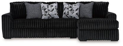 Midnight-Madness Sectional Set in black ribbed velvet with chaise, 4-piece set on Tampa Home & Garden Store