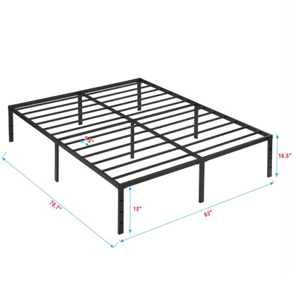 Queen Platform Bed for Quiet Rest and Black Steel