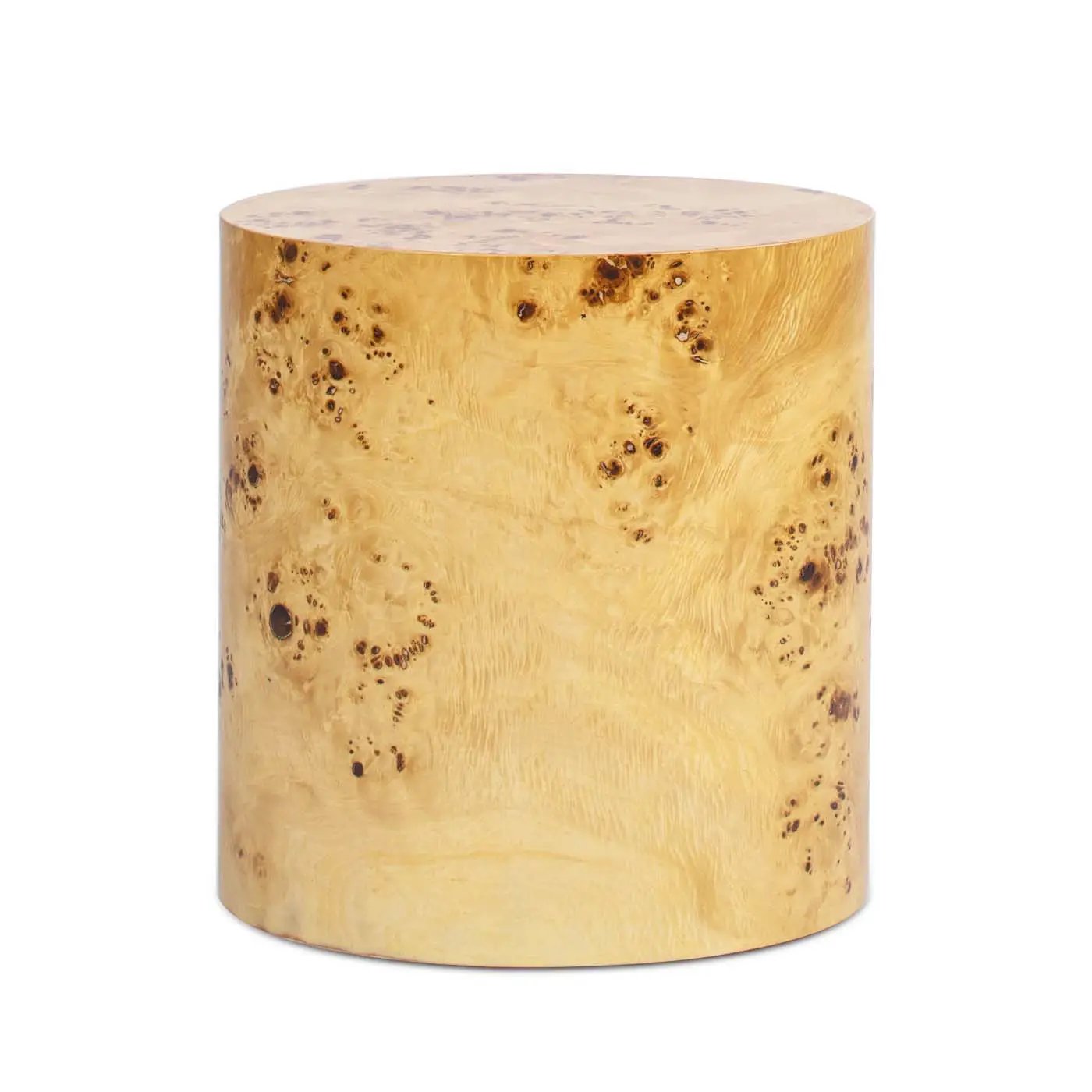 Nebula Accent Oval Pillar Side Table burl wood finish with burl knots and a smooth round top on Tampa Home & Garden Store
