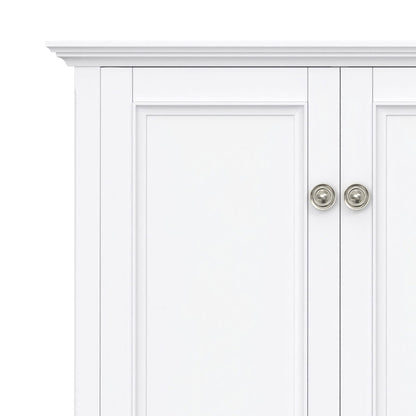 Amherst 4-Door Accent Storage Cabinet, white finish, raised-panel doors, nickel knobs on Tampa Home & Garden Store