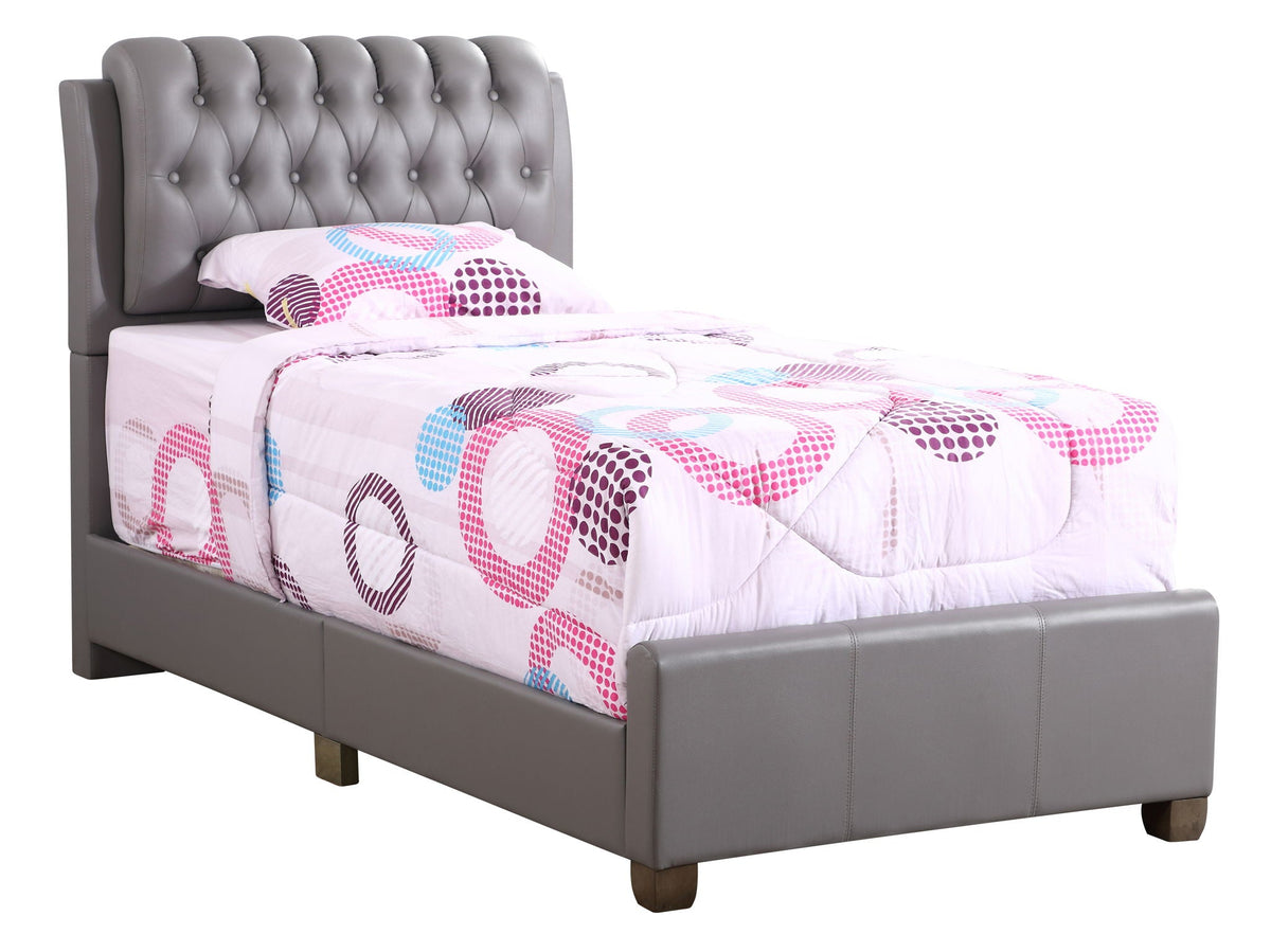 Tufted Upholstered Bed gray faux leather with button tufted headboard by HouseOfZazla on Tampa Home & Garden Store