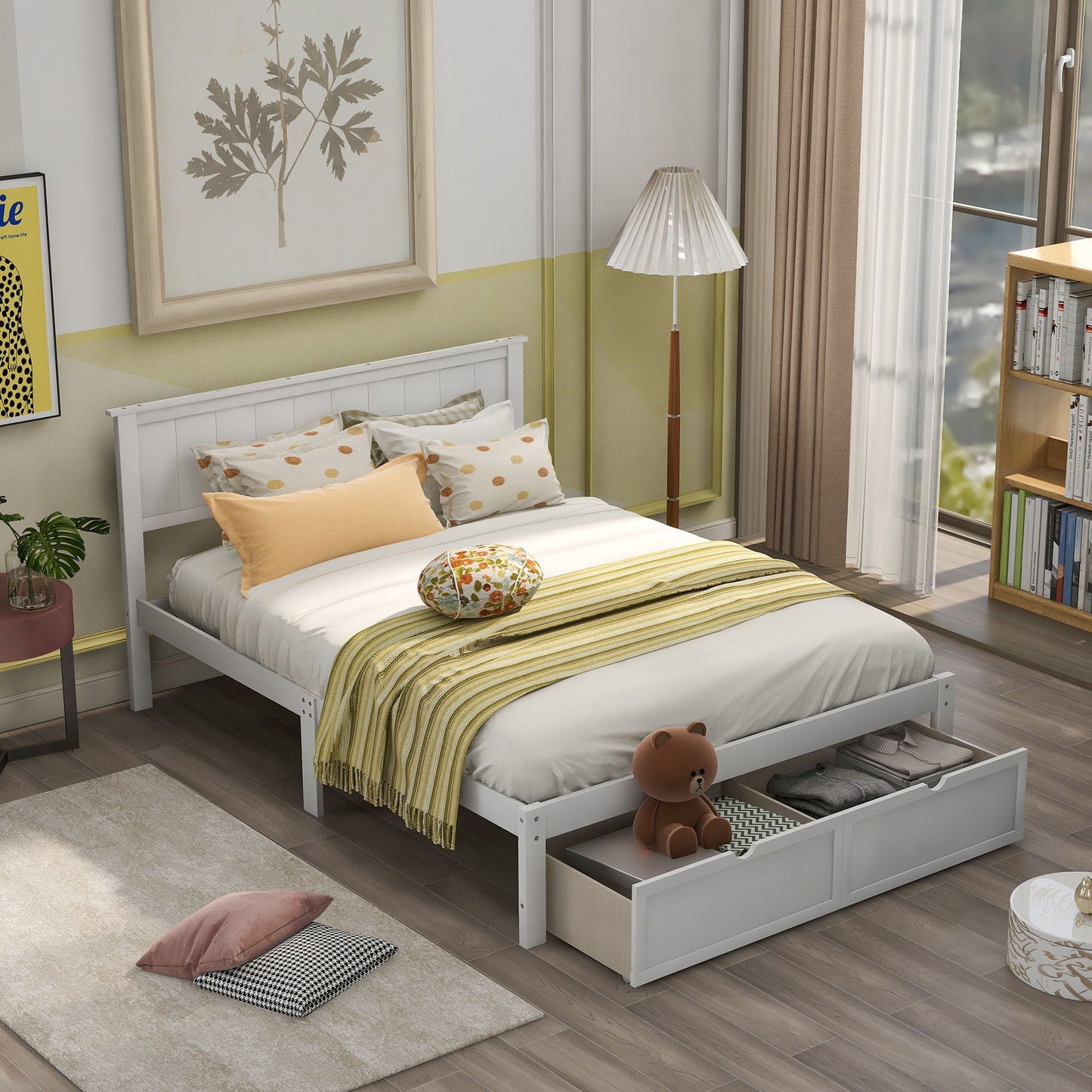 Full Size Platform Bed With Under Bed Drawers in white by HouseOfZazla on Tampa Home & Garden Store