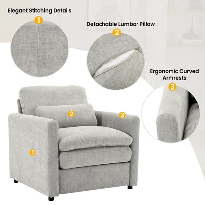 Cozy Upholstered Cushion Armchair for Living Room