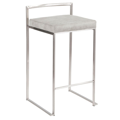 Contemporary stackable counter stool with padded gray seat and brushed nickel frame on Tampa Home & Garden Store