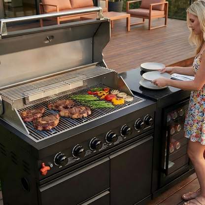 Stainless 6 Burner Propane Grill and Side Shelf