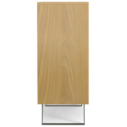 Lowry medium storage cabinet, natural wood finish with metal base, accent cabinet on Tampa Home & Garden Store