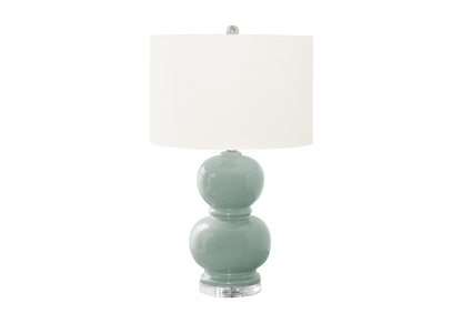 Table lamp blue ceramic stacked-globe base with white shade, contemporary HouseOfZazla on Tampa Home & Garden Store