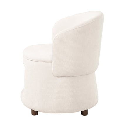Beige fabric accent chair with rounded back and wooden legs on Tampa Home & Garden Store