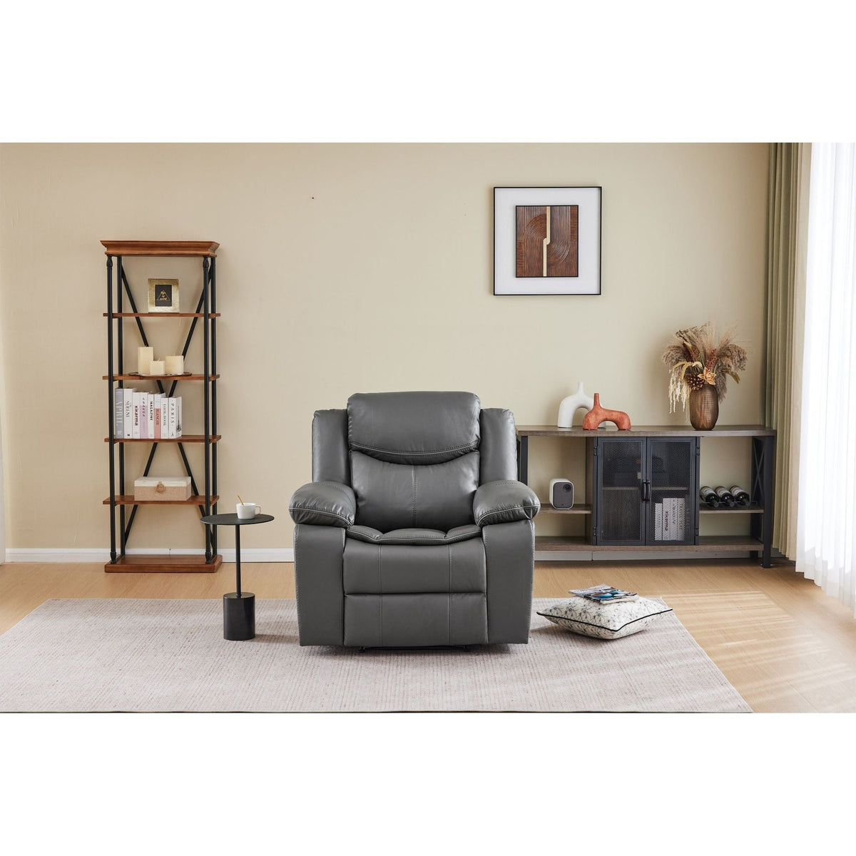 Gray Heating and Vibration Recliner Chair