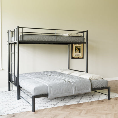 Twin size metal pull-out bunk bed with ladder in black by HouseOfZazla Beds & Frames on Tampa Home & Garden Store
