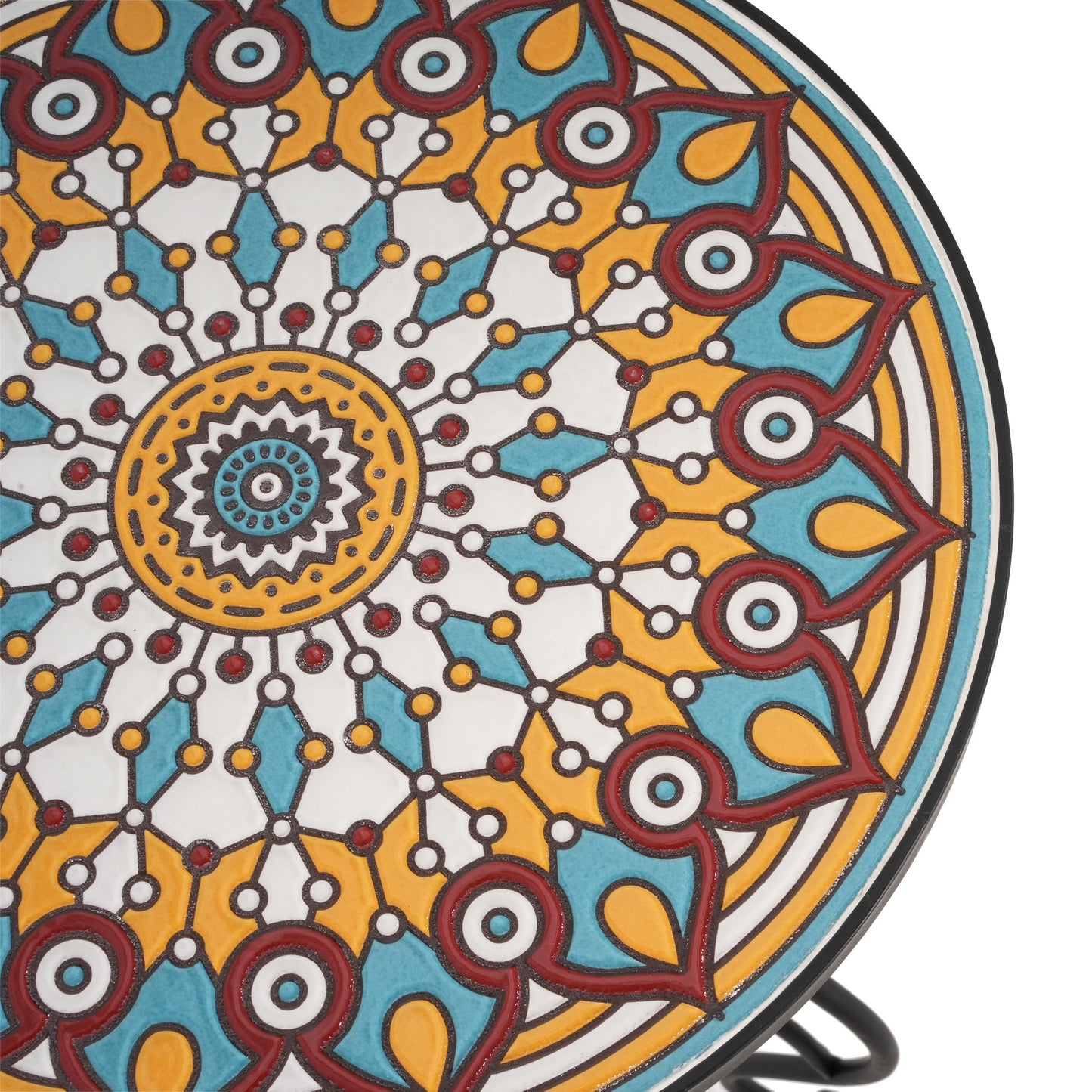 Round Ceramic Outdoor Table And Colorful Tile Top