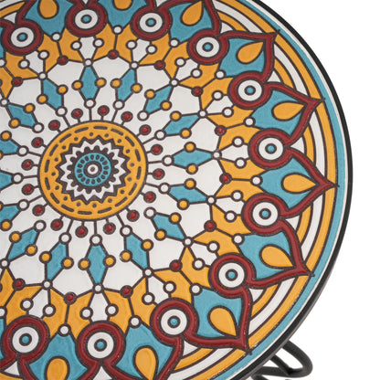 Round Ceramic Outdoor Table And Colorful Tile Top