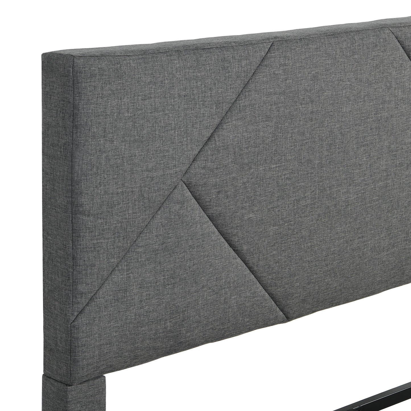 Full Size Gray Upholstered Bed Frame and Slats