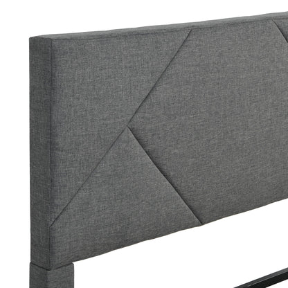 Full Size Gray Upholstered Bed Frame and Slats