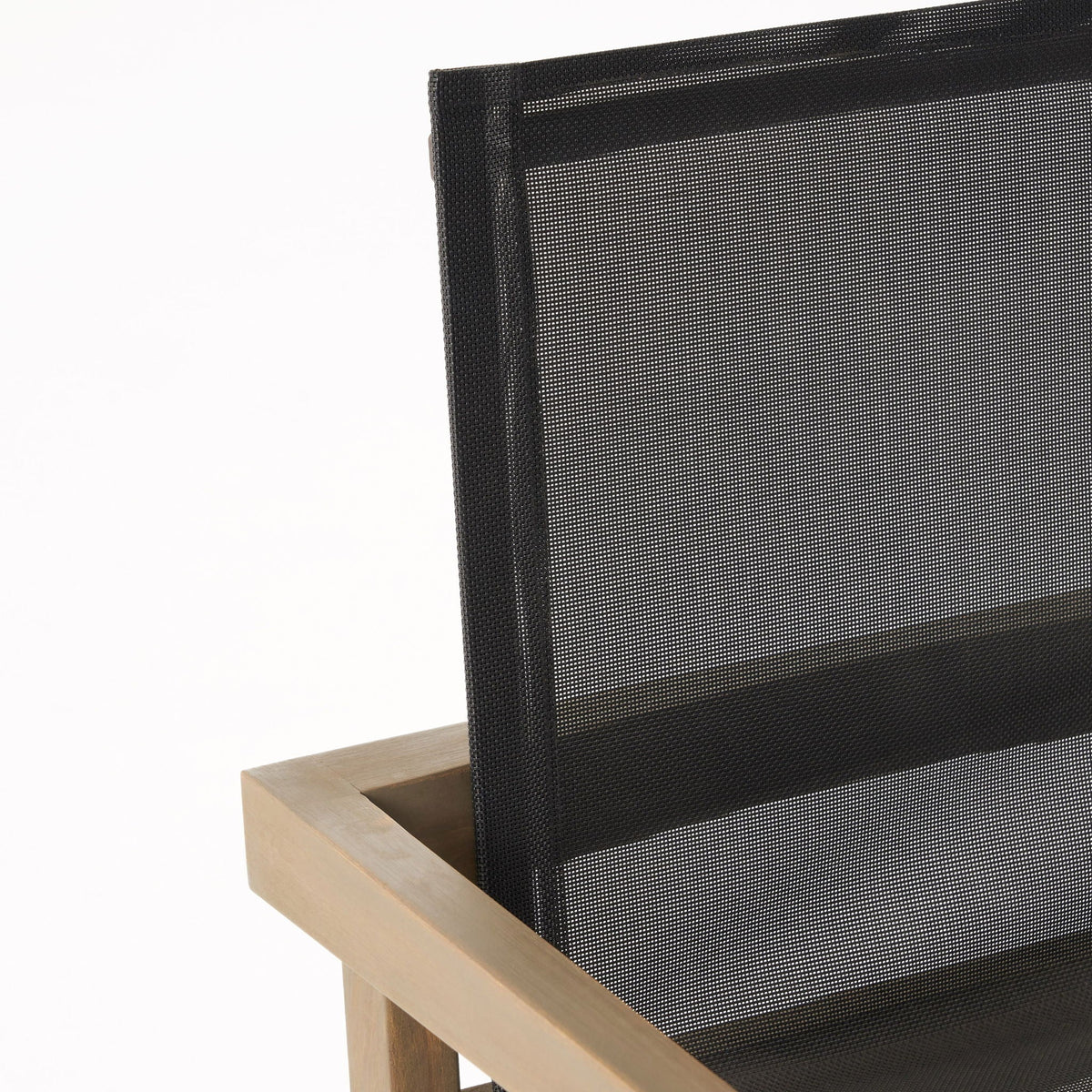 Belfast dining chair set with black mesh seating and acacia wood frame for outdoor use set of 2 on Tampa Home & Garden Store