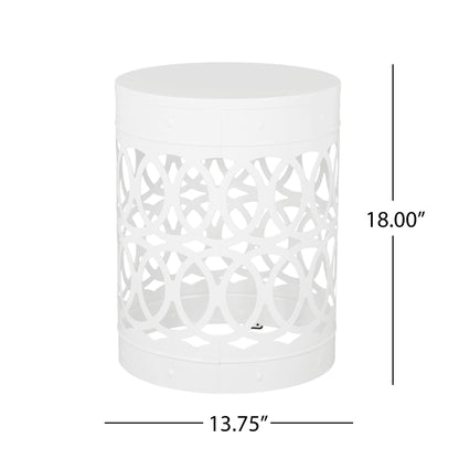 Large Outdoor Metal End Table with Floral Cut